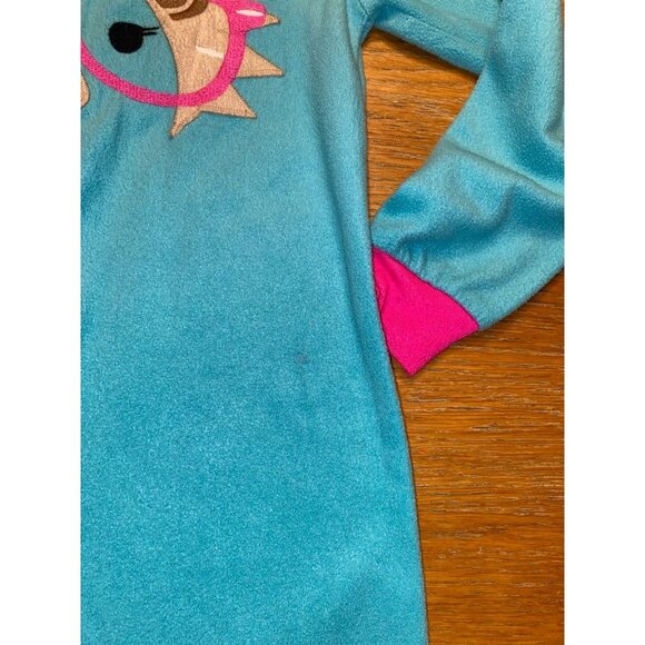 Hedgehog Hooded Kids Onesie Pajamas With Pink Cuffs & Glasses Print - Picture 2 of 4